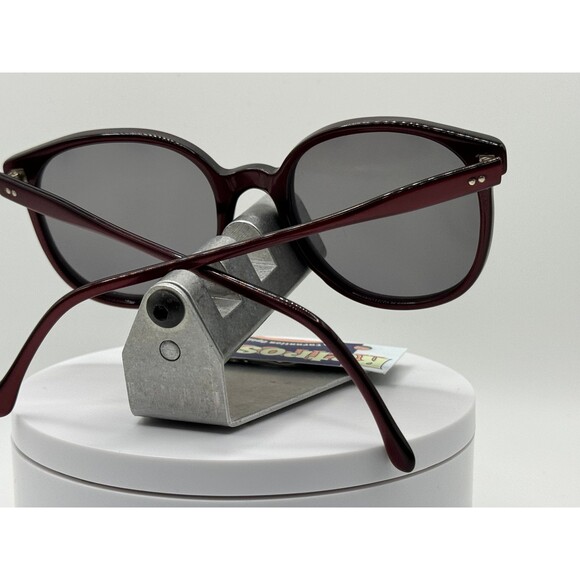 Vintage Oversize Sunglasses NOS Preppy Style Grey Lens Burgundy Frame 80s-90s - Picture 5 of 8